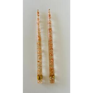 VINTAGE Gregorian Clear & Copper Flecks Lucite Taper Candles MCM Home Decor